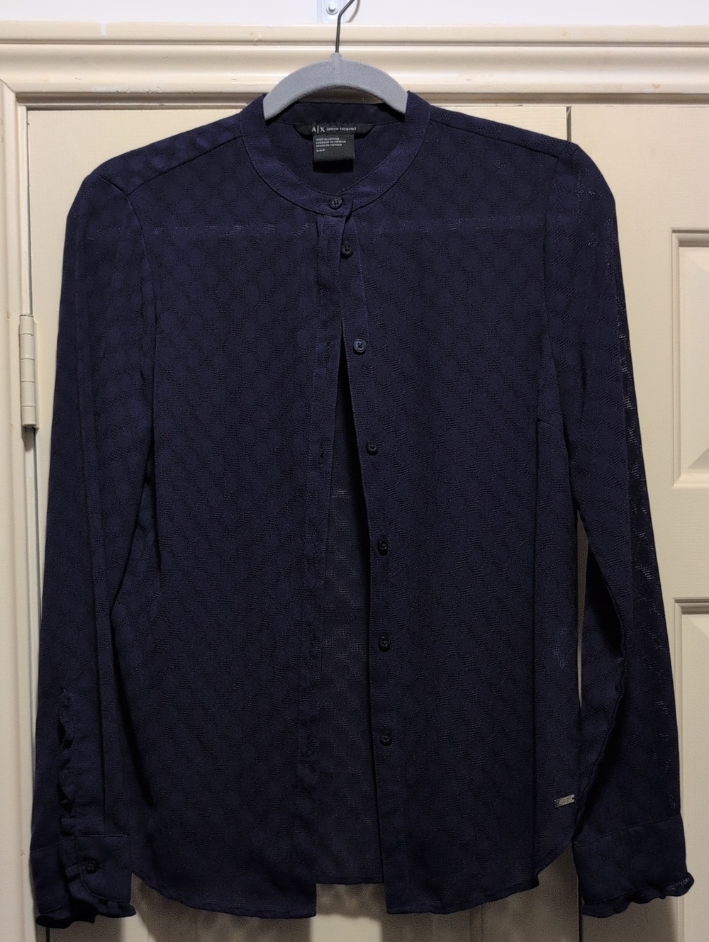 A/X Armani Exchange Women’s Dark Navy Geometric Button-Front Shirt Jacket